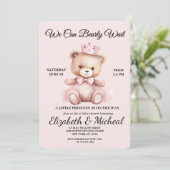 Teddy Bear Balloon Thème Baby shower Invitation (Debout devant)