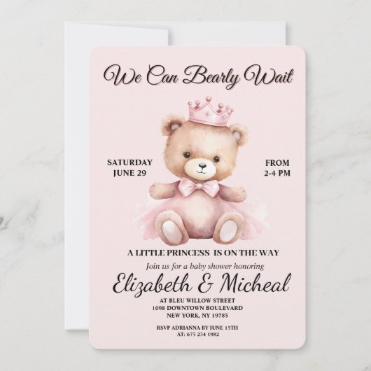 Teddy Bear Balloon Thème Baby shower Invitation (Devant)