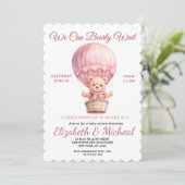 Teddy Bear Balloon Theme Baby Shower Invitation (Debout devant)