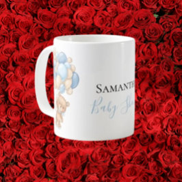 Teddy Bear Balloon White Blue Coffee Mok