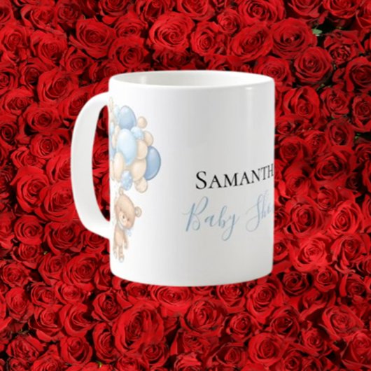 Teddy Bear Balloon White Blue Coffee Mok