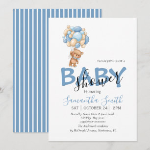 Teddy Bear Balloons Baby shower Aankondiging