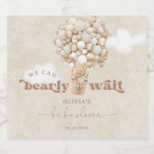 Teddy Bear Balloons Barly Wait Baby shower Sparkling Wijnetiket (Enkel label)