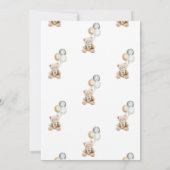 Teddy Bear Balloons Boy Baby shower Kaart (Achterkant)