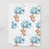 Teddy Bear Balloons Boy Barly Wait Baby shower Kaart (Achterkant)
