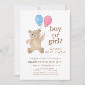 Teddy Bear Balloons Gender Reveal Kaart (Voorkant)
