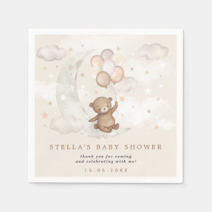 Teddy Bear Balloons Moon & Stars Baby shower Party Servet