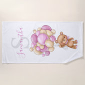 Teddy Bear Balloons rose serviette de plage pour l (Devant)