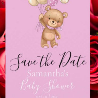 Teddy Bear Balloons Roze het Briefkaart Datum