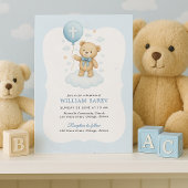 Teddy Bear Baptism Invitation pour garçon