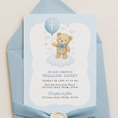 Teddy Bear Baptism Invitation pour garçon