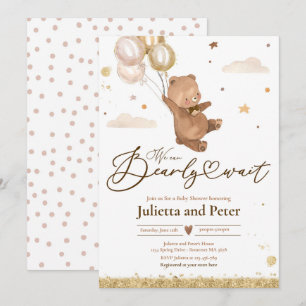 Teddy Bear Barly Wachten Genderneutraal Baby showe Kaart