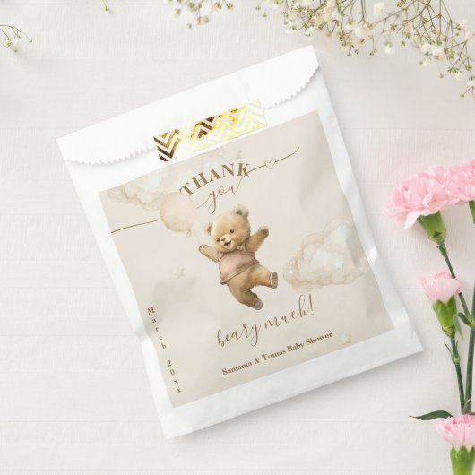 Teddy Bear Barly Wait Air Balloon Baby shower Bedankzakje (Gezegeld)
