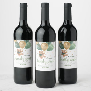 Teddy Bear Barly Wait Baby shower Wine Label Wijn Etiket