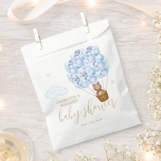 Teddy Bear Barly Wait Blue Boy Baby shower Bedankzakje (Geknipt)