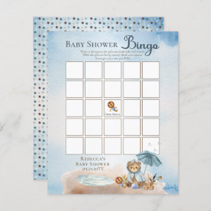 Teddy Bear Barly Wait Boy Baby shower Bingo Invi