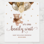 Teddy Bear Bearly Wait Baby shower Vin Étiquette (Étiquettes simples)