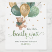 Teddy Bear Bearly Wait Baby shower Vin Étiquette (Étiquettes simples)