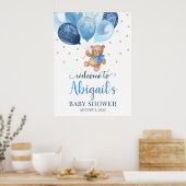 Teddy Bear Bearly Wait Welcome Baby shower Poster (Keuken)