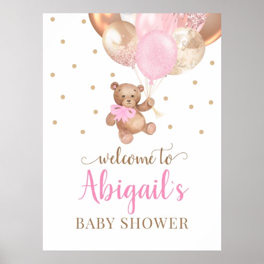 Teddy Bear Bearly Wait Welcome Baby shower Poster (Voorkant)