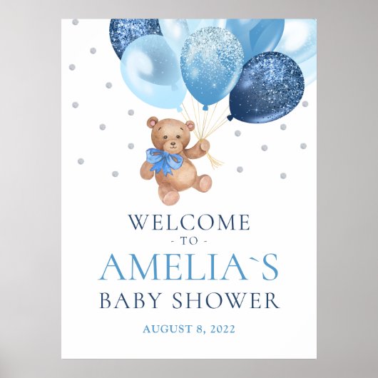 Teddy Bear Bearly Wait Welcome Baby shower Poster (Voorkant)