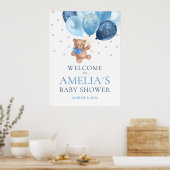 Teddy Bear Bearly Wait Welcome Baby shower Poster (Keuken)