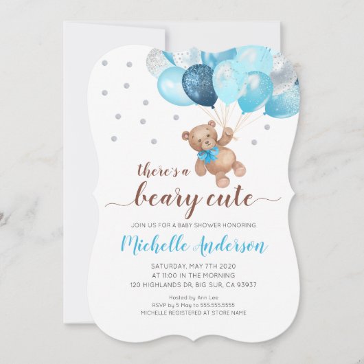 Teddy Bear Beary mignonne Baby shower Invitation (Devant)