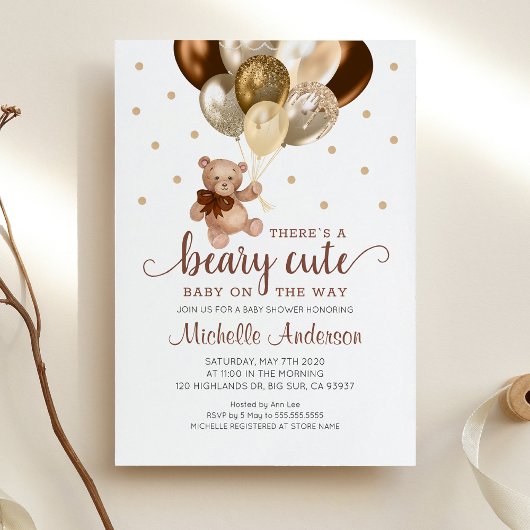 Teddy Bear Beary mignonne Baby shower Invitation