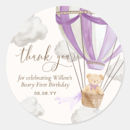 Teddy Bear bedankt Beary eerste verjaardag Ronde Sticker