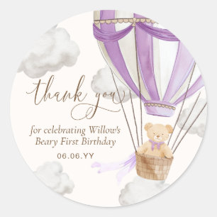 Teddy Bear bedankt Beary eerste verjaardag Ronde Sticker