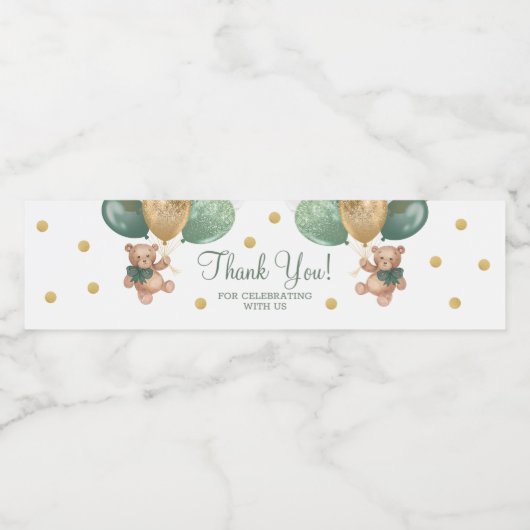 Teddy Bear bedankt je Baby shower waterfleslabs Waterfles Etiket (Enkel label)