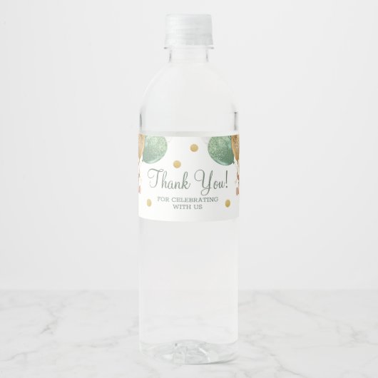 Teddy Bear bedankt je Baby shower waterfleslabs Waterfles Etiket (Voorkant)