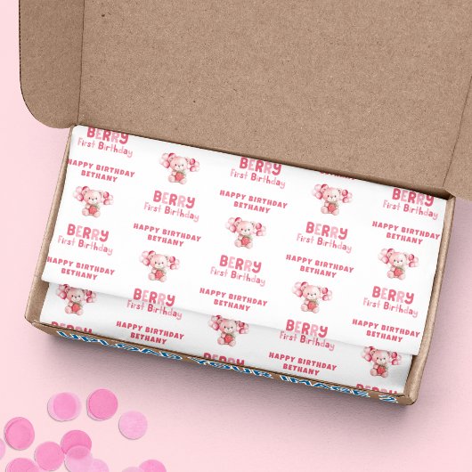 Teddy Bear Berry voor het eerst Happy Birthday Tissuepapier
