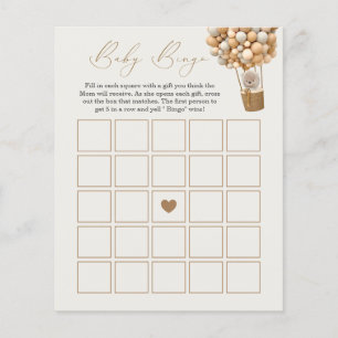 Teddy Bear Bingo Baby shower Game