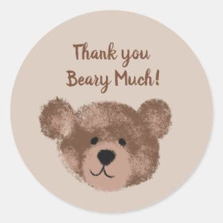 Teddy Bear Birthday Baby shower Favor Dank je Ronde Sticker