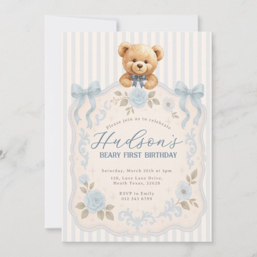 Teddy Bear Birthday Invitation (Devant)