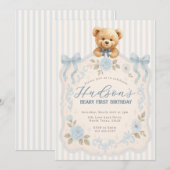 Teddy Bear Birthday Invitation (Devant / Derrière)