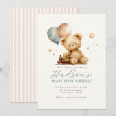 Teddy Bear Birthday Invitation (Devant / Derrière)