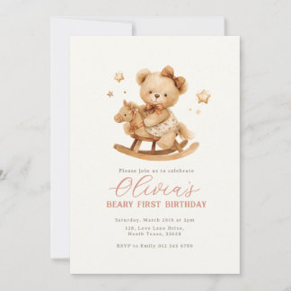 Teddy Bear Birthday Invitation Kaart