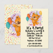 Teddy Bear Birthday Party Invitation Kaart (Voorkant / Achterkant)