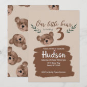 Teddy Bear Birthday Party Invitation Kaart (Voorkant / Achterkant)