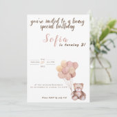 Teddy Bear Birthday Uitnodiging (Staand voorkant)