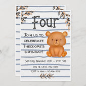 Teddy Bear Birthday Uitnodiging (Voorkant / Achterkant)