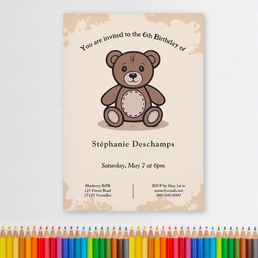 Teddy Bear Birthday Uitnodiging