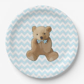 Teddy Bear blauw en wit gestreepte partij Bord (Voorkant)