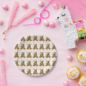 Teddy Bear Bleu et Tan Polka Dotée Assiette (Fête)