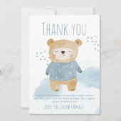 Teddy Bear bleu garçon Baby shower mignon merci (Devant)