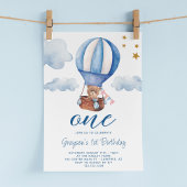 Teddy Bear Blue 1er Anniversaire Invitation
