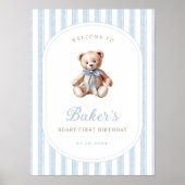 Teddy Bear Blue Affiche de bienvenue d'anniversair (Devant)