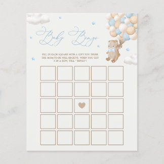 Teddy Bear Blue Baby shower Bingo spel